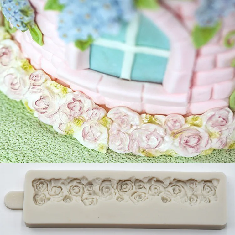 Новая помадка в форме розы торт силиконовая форма для края торта украшения