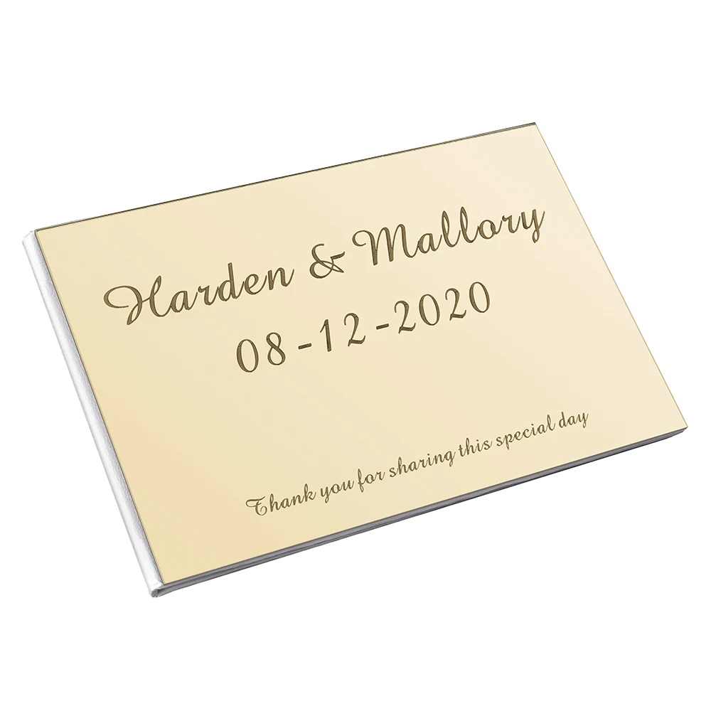 Персонализированная акриловая книга для свадебных гостей с гравировкой лицевая