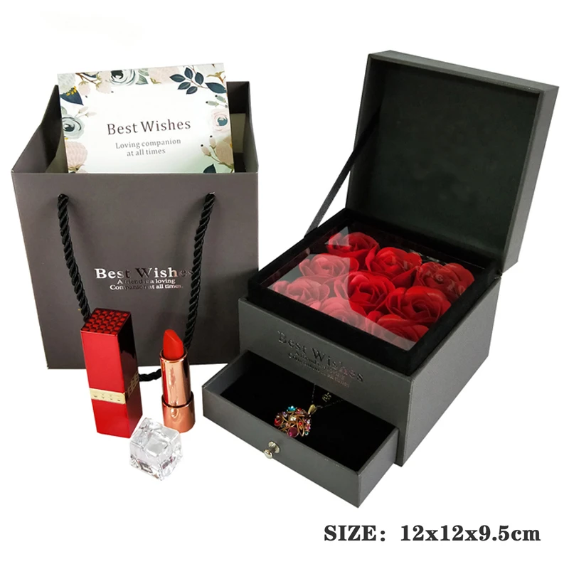 Набор украшений для девочек и женщин серьги ожерелье помада хранилище макияжа