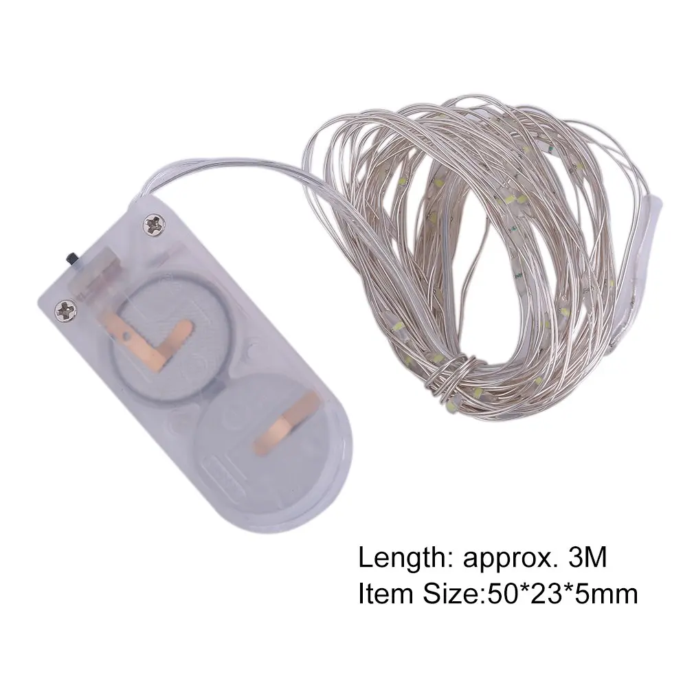 

High Quality 3meter Waterproof 30 Led Silver Wire String Light Christmas Wedding Party Decoration Lamp IP66 With Button