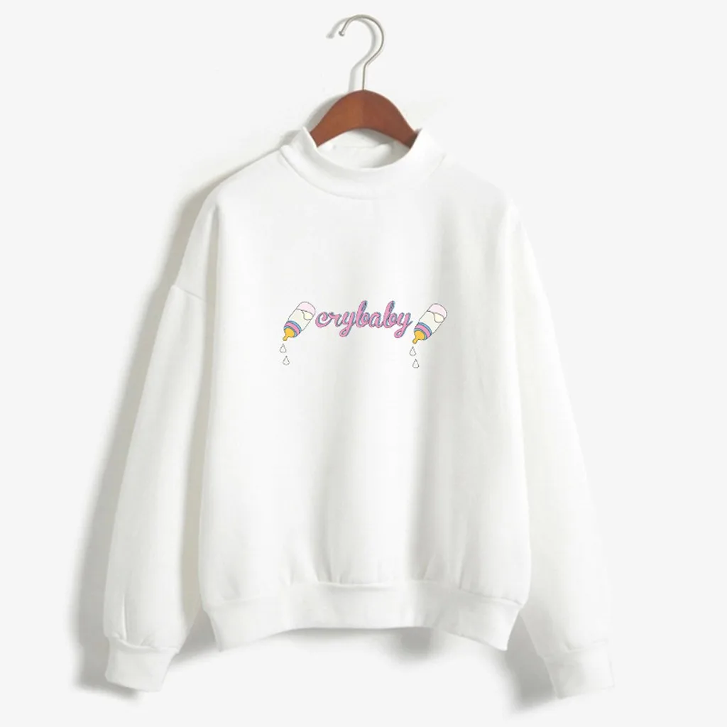 

Home&Nest Autumn Pullover Sweatshirts Women ANYBABY Letter Long Sleeve Pullover Elegant Clothes Sweatshirt Female Jumper 2019