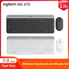 Logitech Slim беспроводная клавиатура и мышь Combo MK470 компактные клавиатуры Pebble мыши набор 12FN быстрые клавиши USB приемник 2,4 ГГц Home