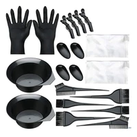 20pcs hair dye coloring diy tool kit brush comb ear cover comb mixing bowl salon apron disposable gloves clips