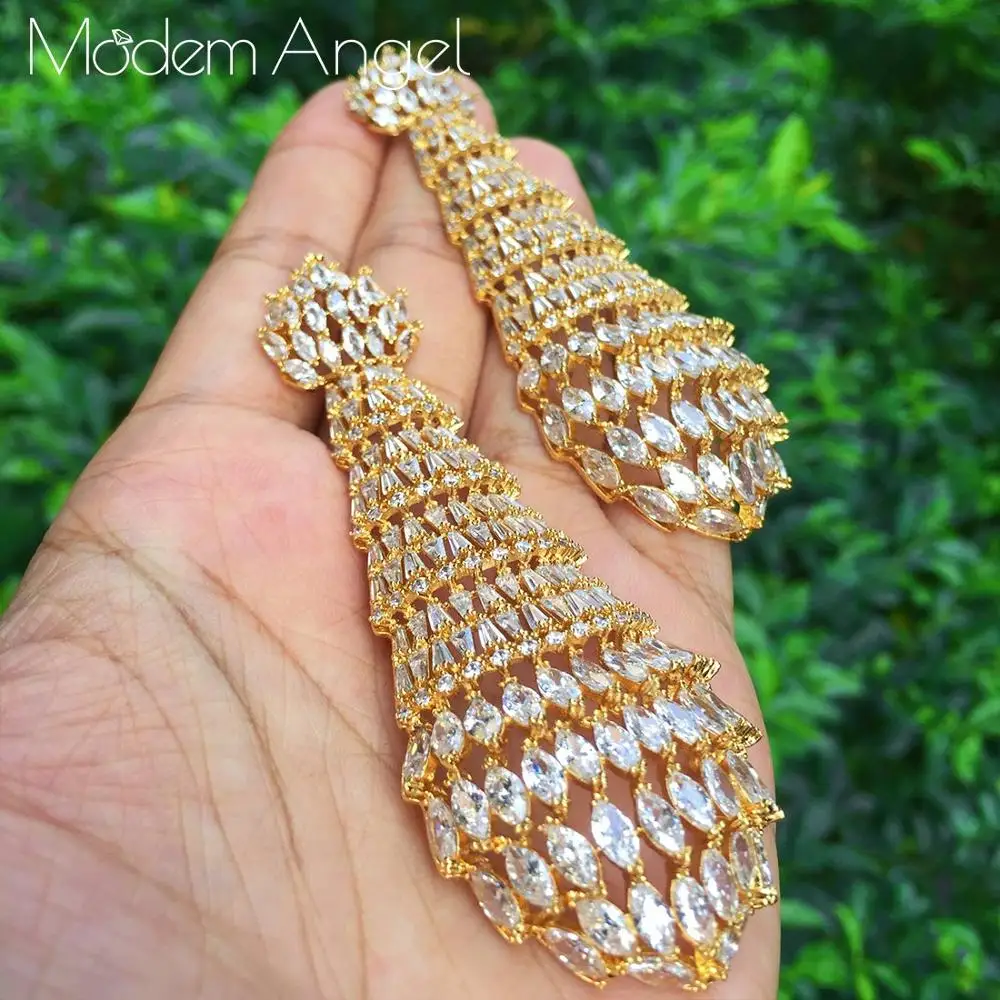 ModemAngel Искрящийся фианит камни Роскошные капли воды Дубаи индийские Золотые