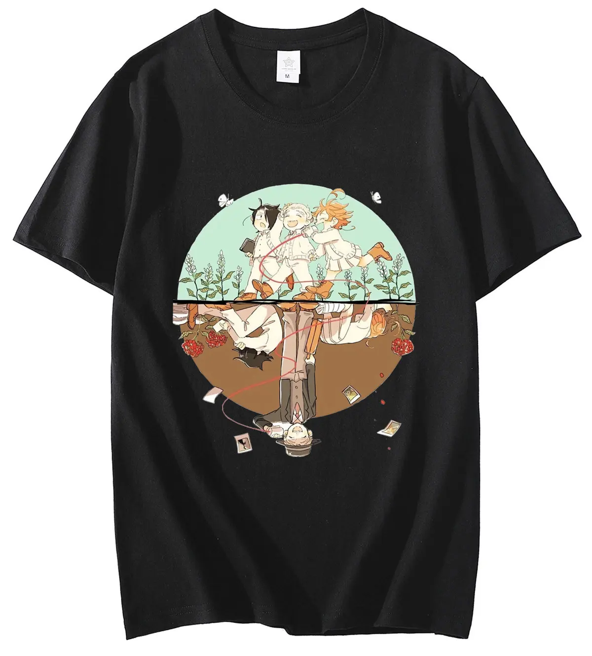 

Japanese Style Loose Hip Hop Harajuku T-Shirt Men Anime T Shirt The Promised Neverland Emma Norman Ray Anime Tops Tees