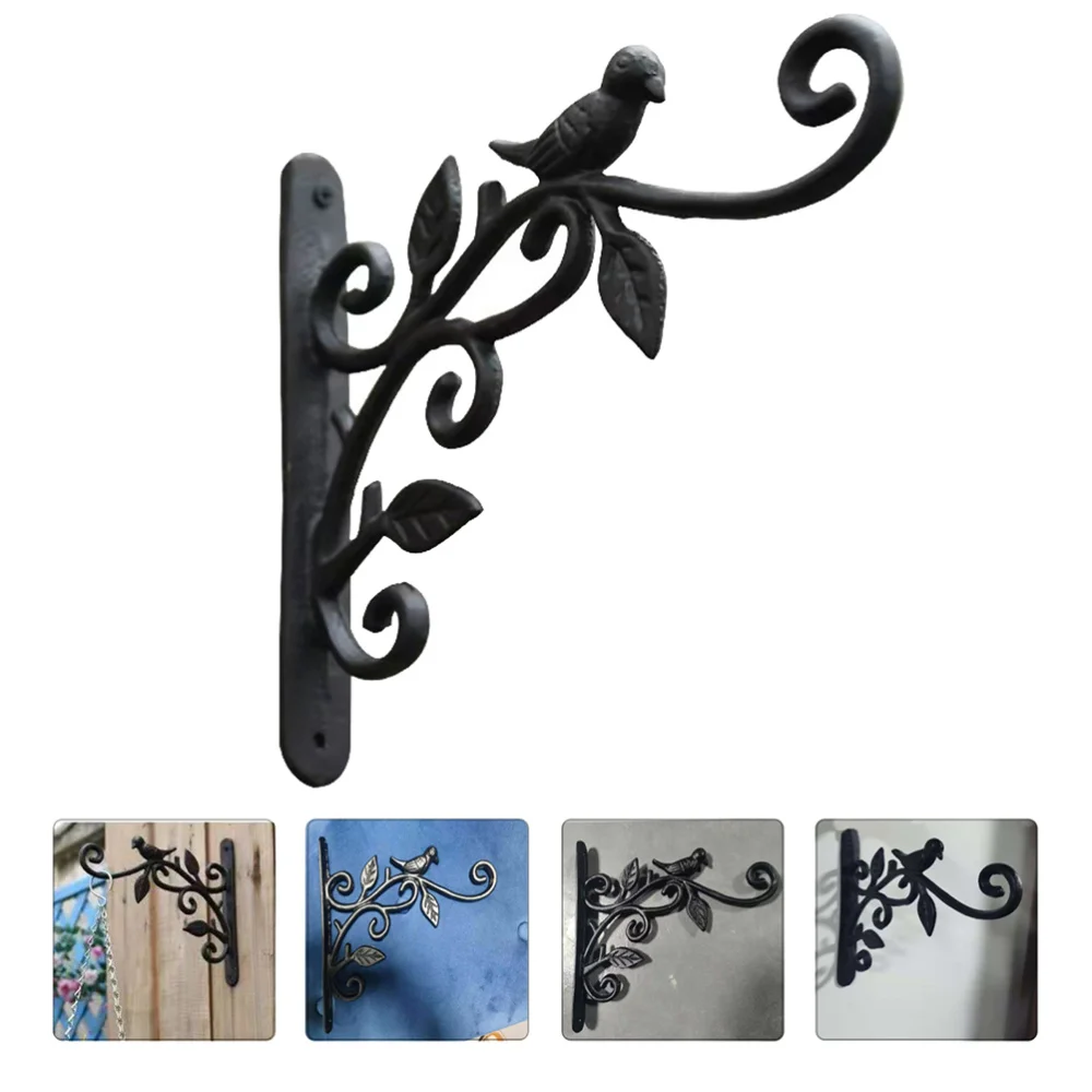 

1 Pc Iron Wall Hanging Hook Household Plant Pot Hanger Lantern Bracket (Black)