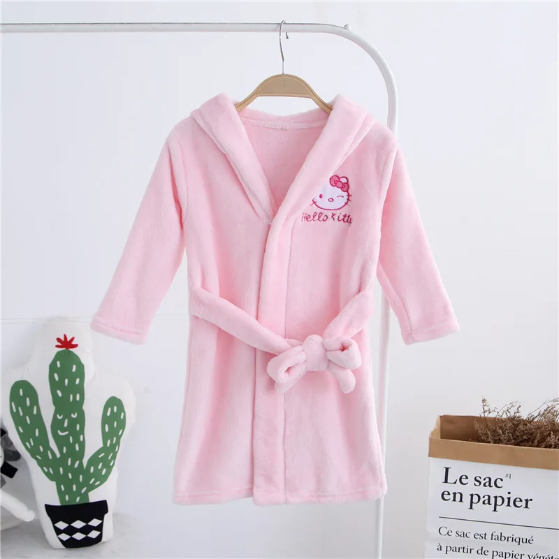 Женский банный халат для девочек одежда мамы и дочки фланелевый розовый с