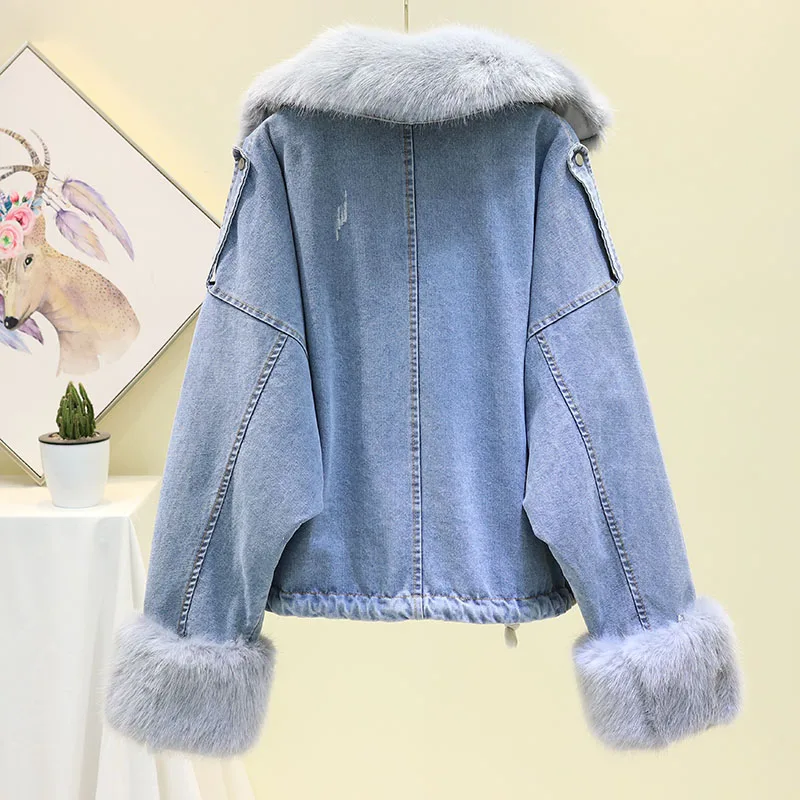 Зимние джинсовые куртки для женщин s 2020 новое пальто с мехом женское джинсовое