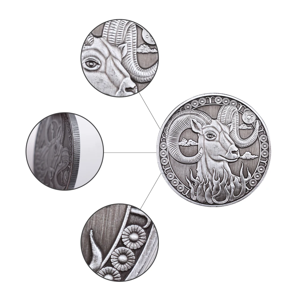 Фестиваль сувенир подарки Овен милые животные металлическая монета 12 Созвездие