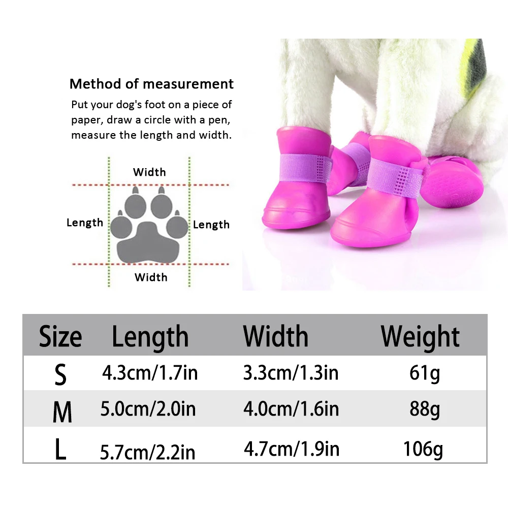 

HEYPET Pet dog boots with four silicone antiskid shoes wear waterproof dogs shoes candy colored pet rainy days appear essential