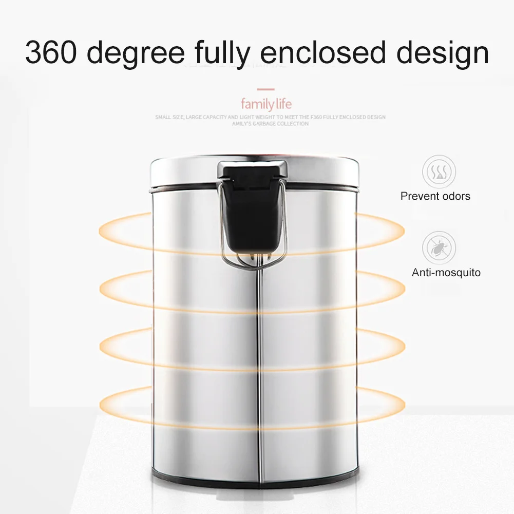 Круглый Нержавеющая сталь шаг мусорное ведро мусорной корзины мусорного