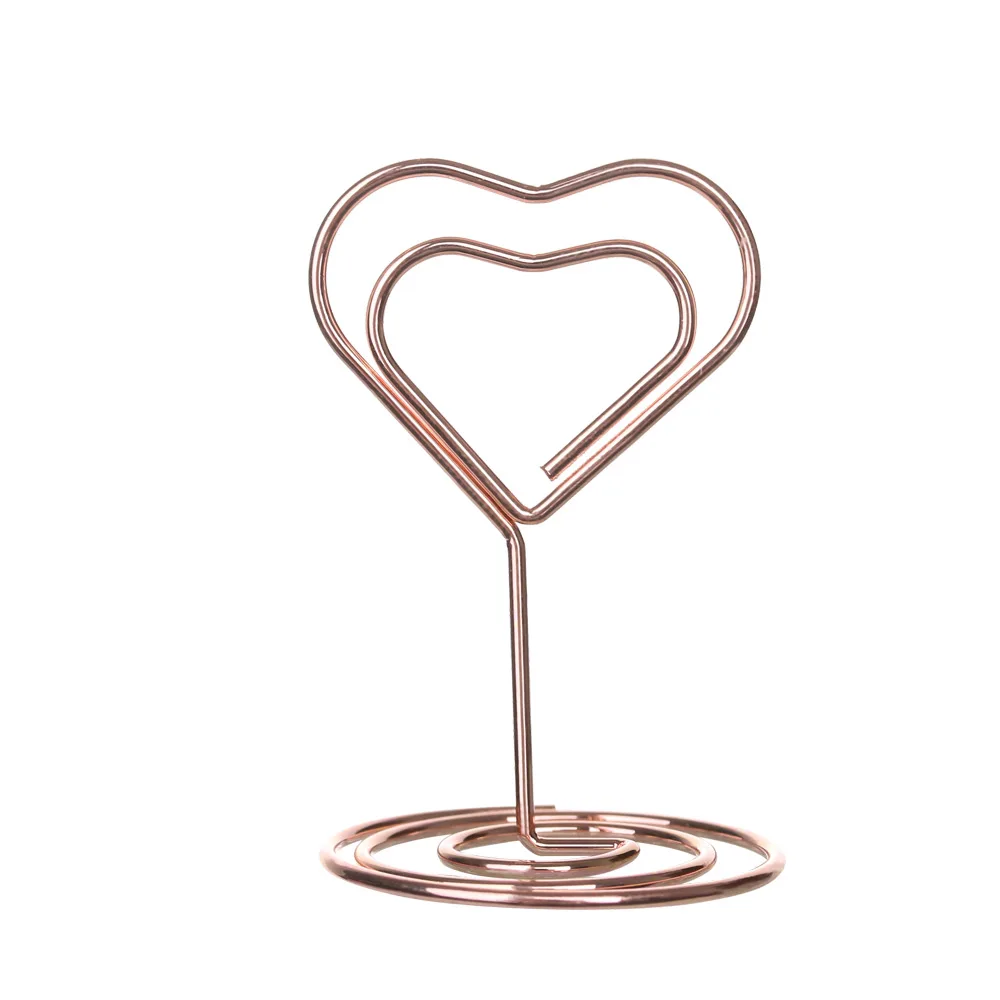 Heart - rose gold 1 предмет красивые Свадебная вечеринка настольное украшение металлический держатель карточки с именем гостя Романтический алмаз в форме сердца фото клип стол номер настольной подставкой - Цвет: Heart - rose gold