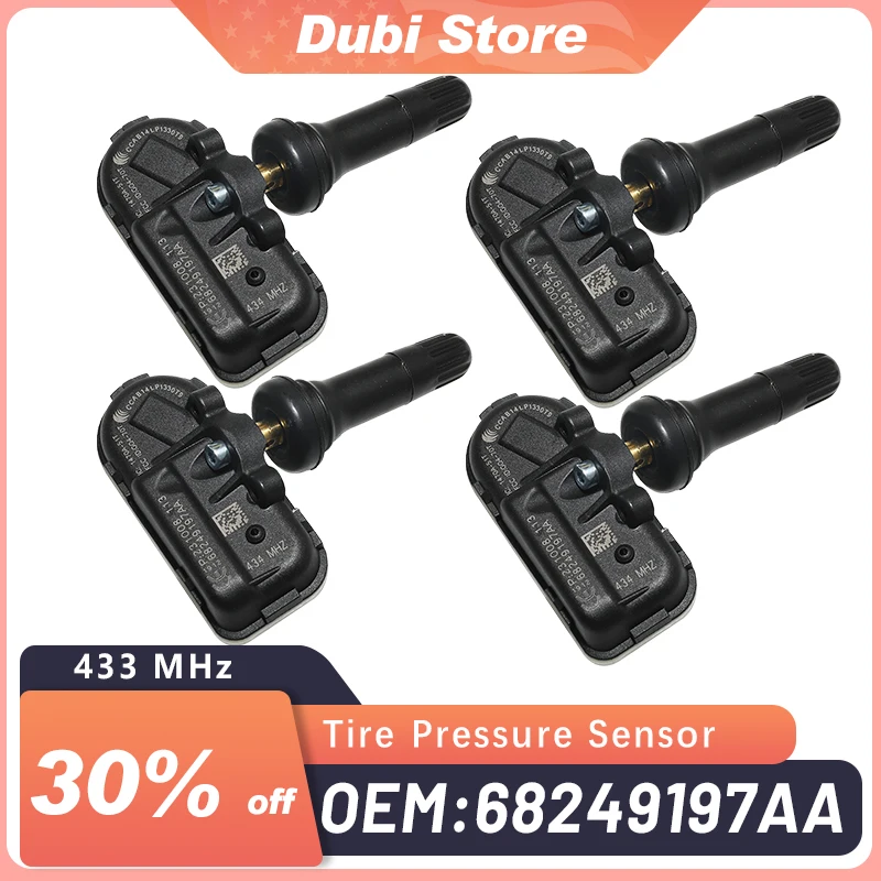

4PCS 68249197AA 433MHz TPMS Tire Pressure Sensor For 2014 2015 2016 2017 2018 Jeep CHEROKEE for Dodge Ram 1500 2500 3500