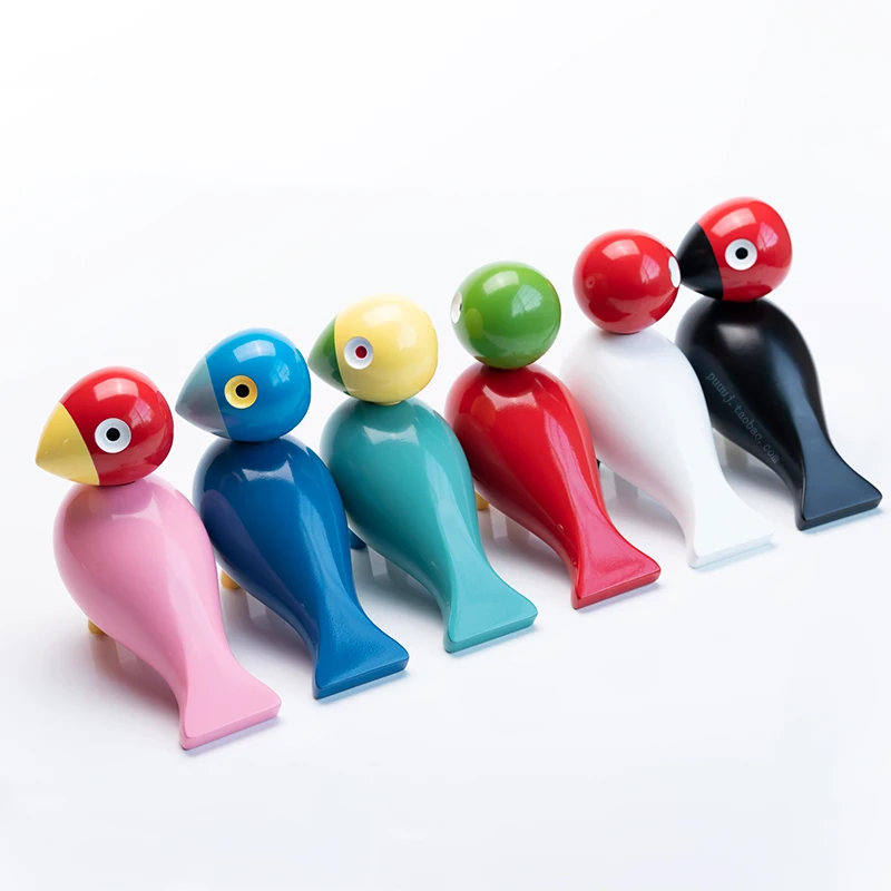 

Деревянные фигурки птиц в скандинавском стиле, резьба по дереву, кукольные красочные скульптуры, фигурки животных, украшения для дома