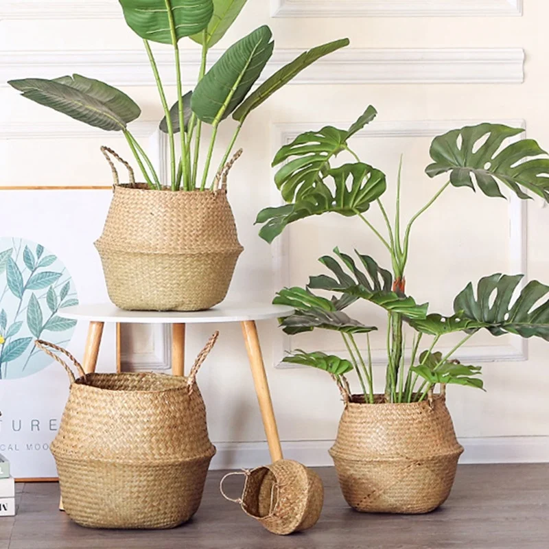 

Foldable woven baskets, storage baskets, handmade clothes, laundry, seaweed, belly garden, flower baskets