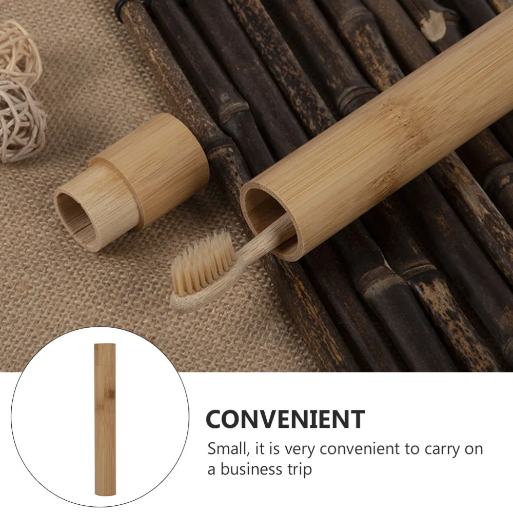 

2pcs Portable Travel Toothbrush Case Container Toothbrush Holder (Wood Color)