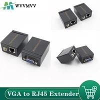 1 pair receiver transmitter vga to rj45 extender repeater by cat5e6 up to 60m vga utp for pc laptop computer projector