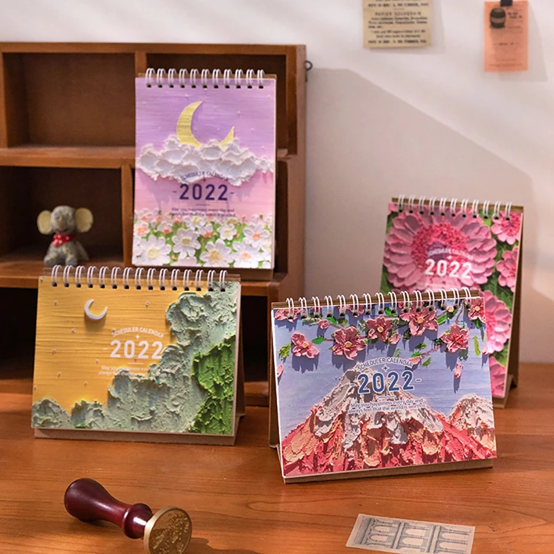 

Vintage Oil Painting Coil Calendar 2022 New High-quality Desk Calendar Annual Agenda Plan Home Office Supplies