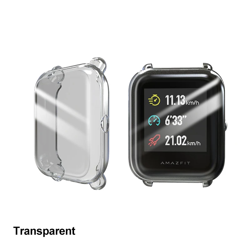 Transparent BAPICK полное покрытие Мягкий ТПУ бампер для Xiaomi Amazfit Bip чехол смарт-часы Защита экрана для Amazfit Bip Lite чехол Аксессуары - Цвет: Transparent