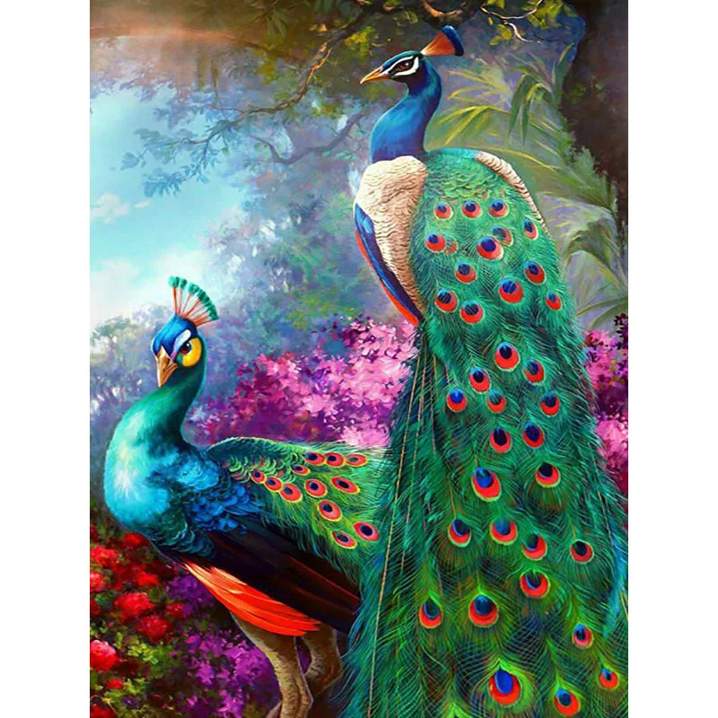 

5D Full Square Round DIY Diamond Embroidery Peacock Animal Diamond Painting Feather Picture Rhinestone Room Decor Gift P100