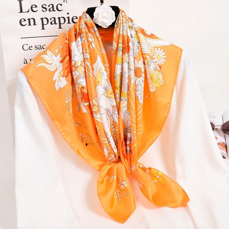 100% натуральный шелк квадратный шарфы для Для женщин Весна шелковый платок Bufanda