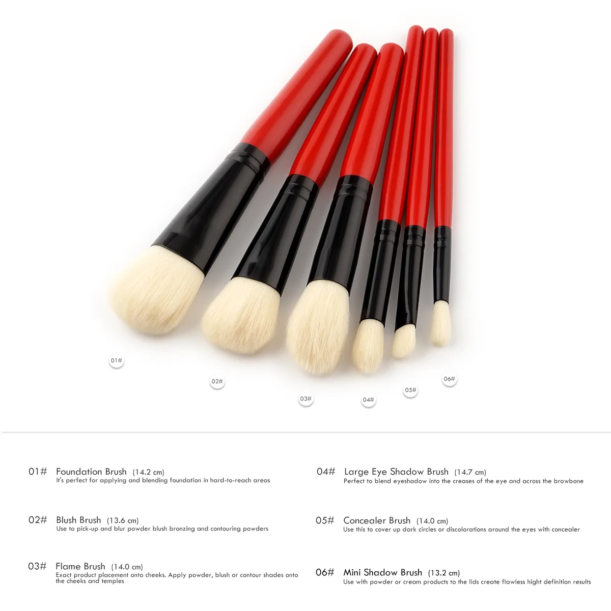 Профессиональная Мода для девочек сексуальные красные Кисточки макияжа 6 шт.