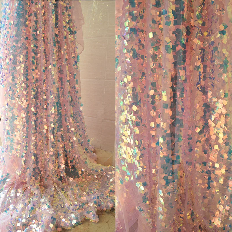 Розовая квадратная Лазерная симфония Иллюзия модный светоотражающий градиент