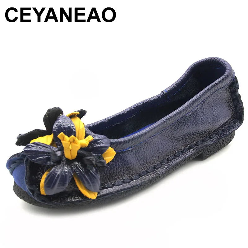 Туфли CEYANEAO женские из натуральной кожи мягкие удобные лоферы плоская подошва