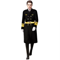 europe security trench coat property concierge clothing warm and thickened image post security uniform long style wool overcoat