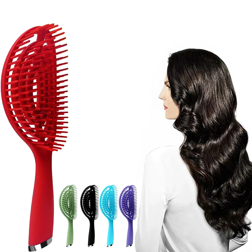 

Women Hair Comb Scalp Massage Comb Curved Detangling Hairbrush Elliptical Wet Curly Hair Brush Salon Hairbrush Bristle&Nylon