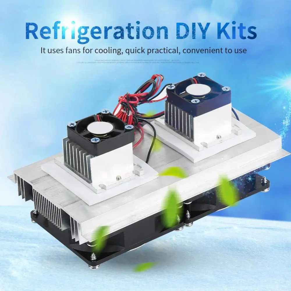 200 x 115 x 8.5mm Thermoelectric Peltier Refrigeration Semiconductor Cooling System Kit Double Fan
