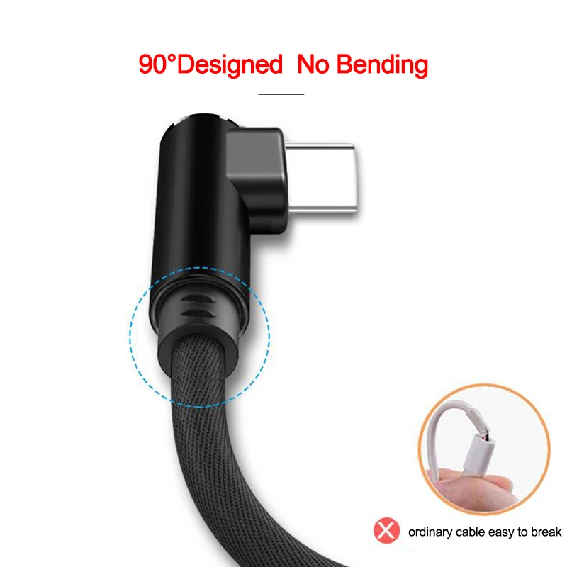 PHOMAX usb type C 5 Пак 90 градусов быстрая зарядка c кабель шнур для передачи данных