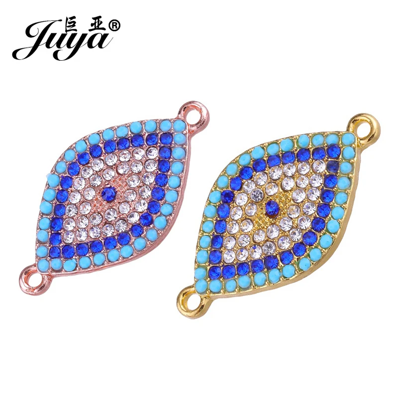 

JUYA 5pcs/lot 30x16.5mm Zircon Evil Eye Charms Connector Handmade Accessories For Women Necklace Bracelet DIY Making Findings