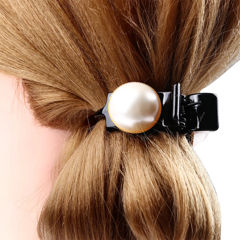 Fashion Women Girls Large Pearl Hair Claws Clamp Black Hairpin Sweet Big Clips Accessories Styling Tool | Красота и здоровье