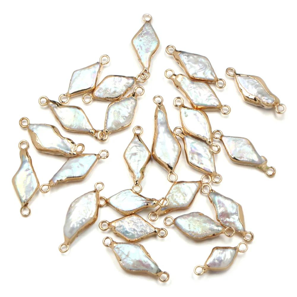

8x16-10x20mm Natural Freshwater Preferred Quadrilateral Pearl Connector For Bracelet Jewelry DIY Decoration