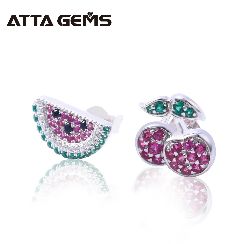 Женские серьги гвоздики из серебра 925 пробы яркие разноцветные Серьги в виде