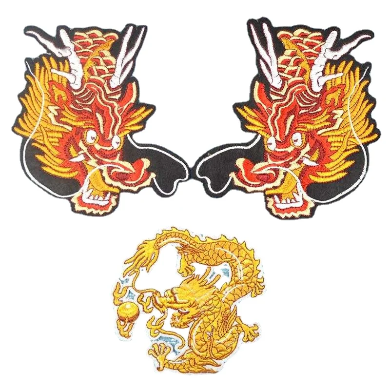 

Chinese Dragon Sew On Patches For Clothes Embroidery Applique Badge Stripe Fabric Stickers Animal Sewing Punk Style Shirt Patch