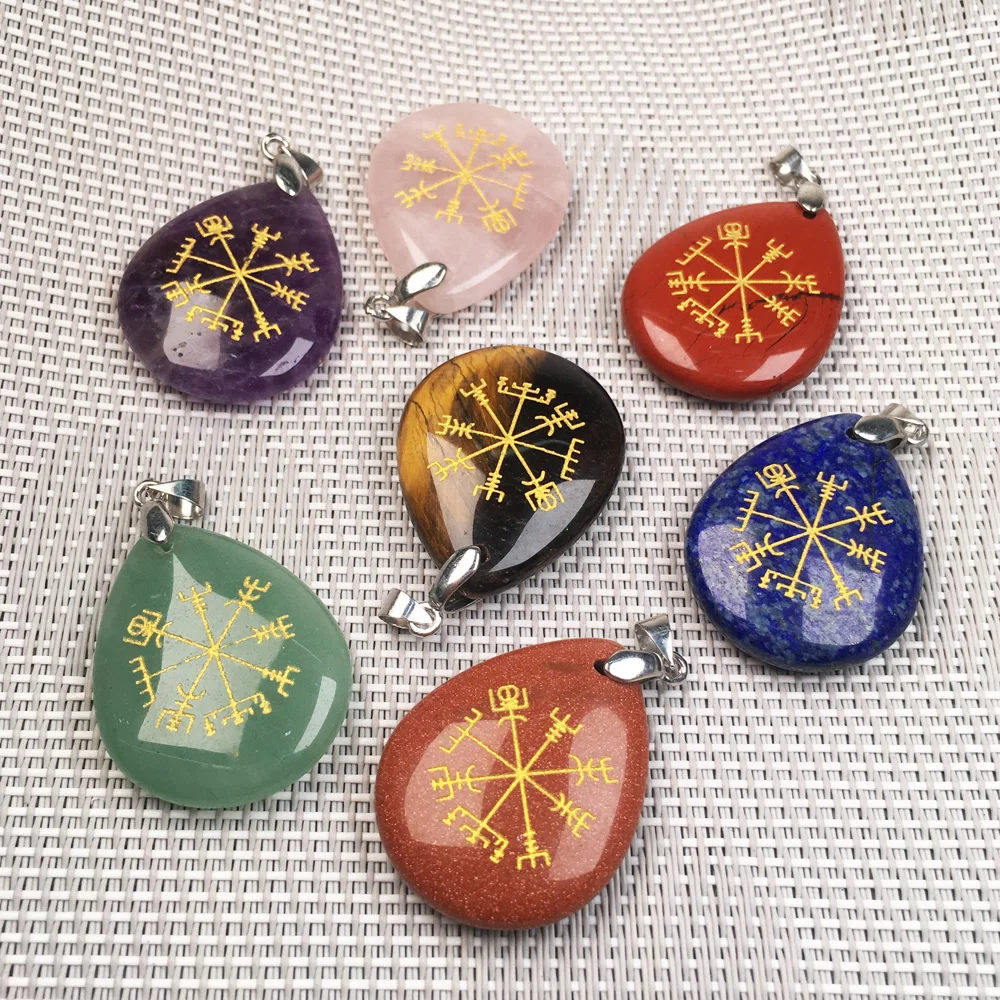 Подвеска чакра из агата и натурального камня размер 25x32 мм|Шармы| |