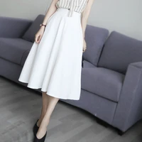 elegant pleated skirt high waist slimming long white skirt fashion solid color half length skirt vestidos feminino