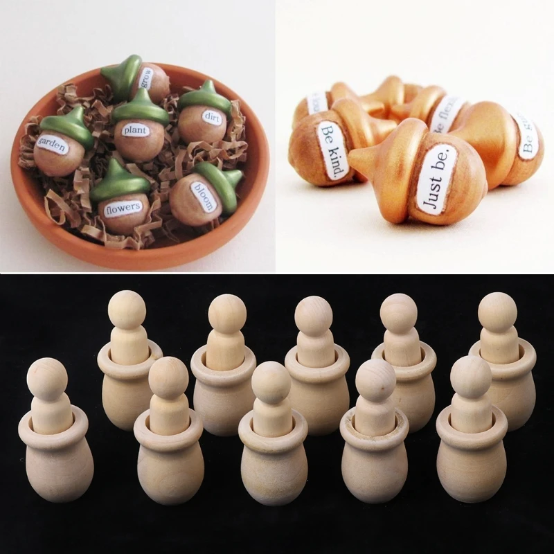 10 шт. набор желудей Форма деревянные колышки для кукол незавершенной Краски