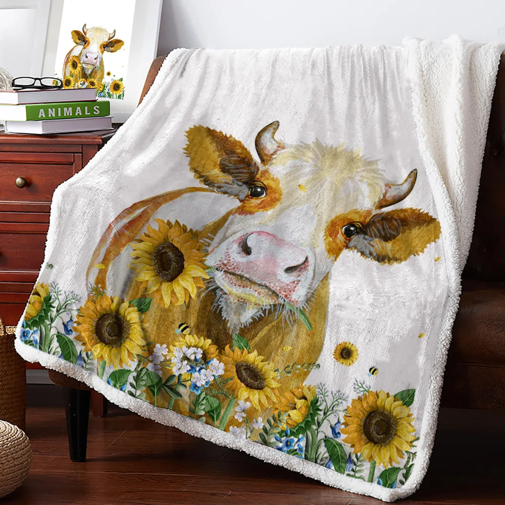 Одеяло кашемировое в американском стиле с подсолнухом толстое теплое домашнее