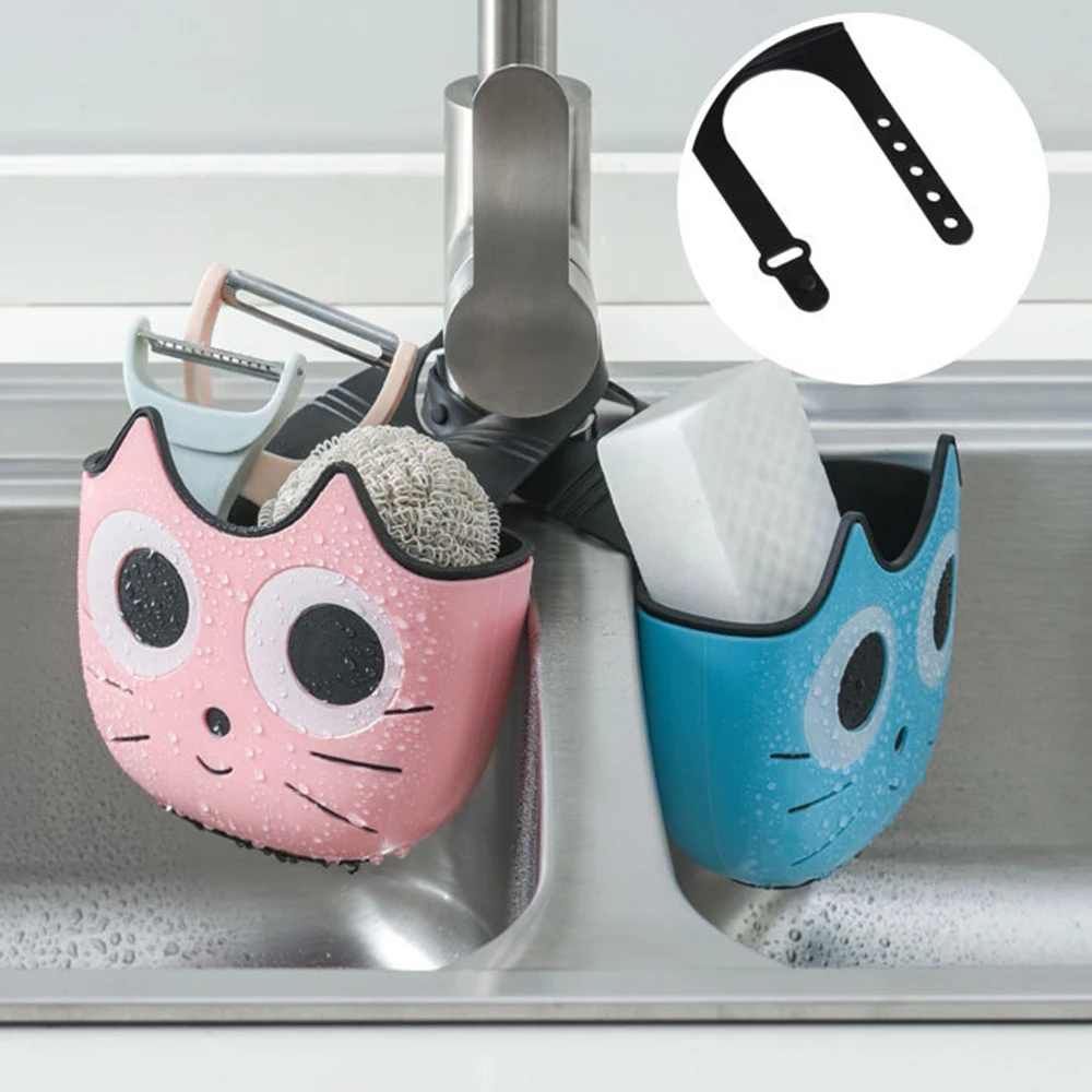 Милый Кот Форма мыло губка держатель раковина дренажная стойка раковиной фильтр