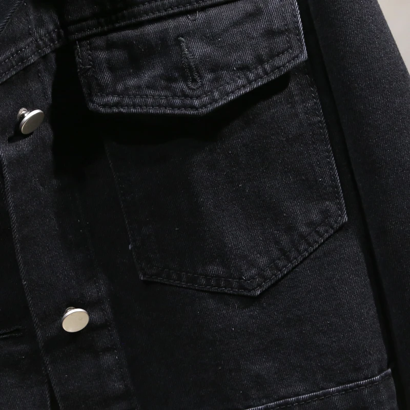 

Vintage style Spring Denim Jacket Women Big size Loose Pocket Long sleeve Jeans Jacket Female Casual Solid Basic Coat Streetwear