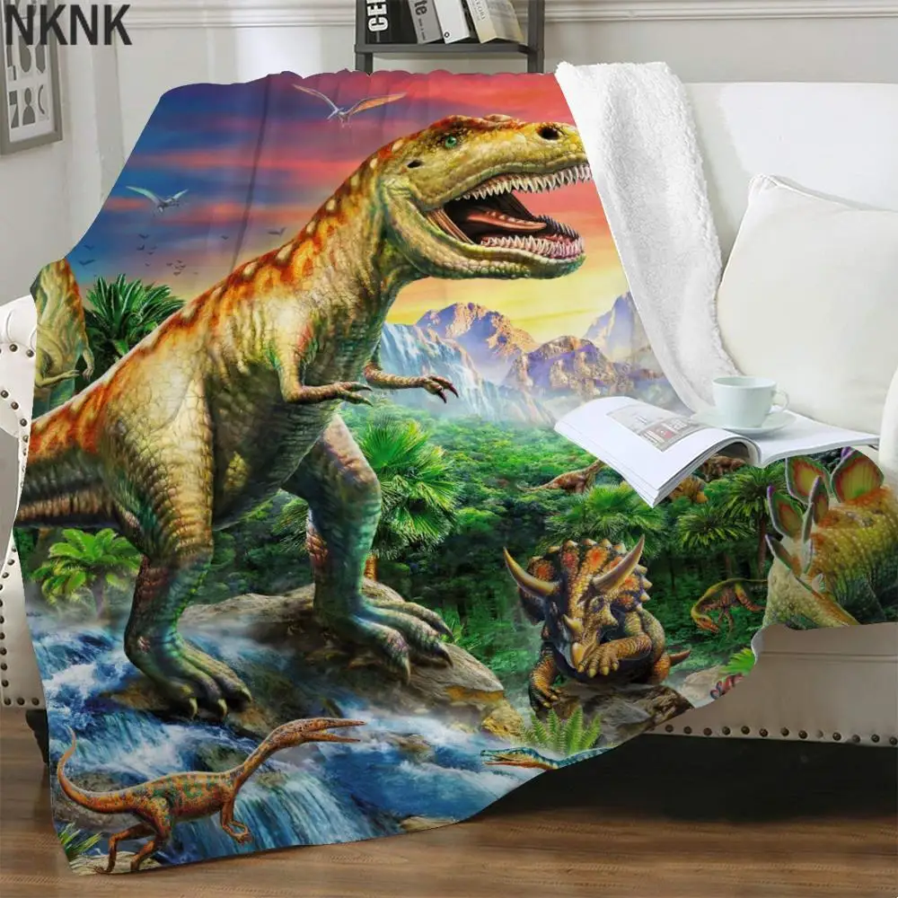 

Одеяло NKNK с изображением динозавров и Луны, прямоугольное покрывало с 3D принтом животного, для кровати