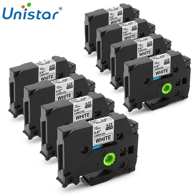 

Unistar 8 Pack TZe 231 Compatible with Brother P-touch Tape 12mm TZ TZe-231 Black on White TZe231 Ribbons Label Maker Ribbons