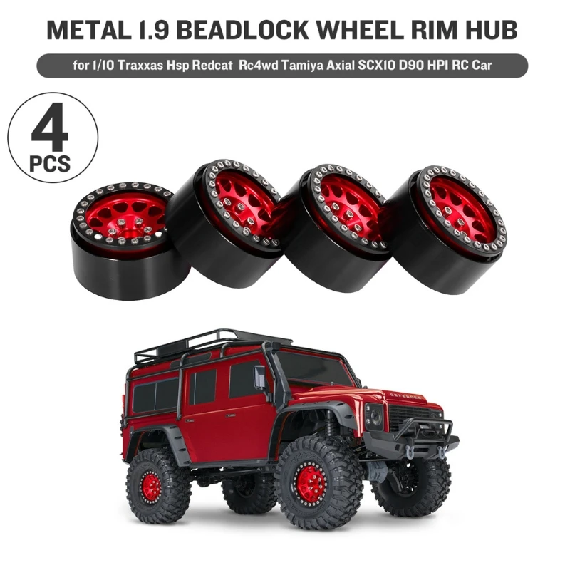 

4PCS Metal 1.9 Beadlock Wheel Rim 12-Spoke Wheel Hub for 1:10 RC Crawler Axial SCX10 II 90046 AXI03007 97BC