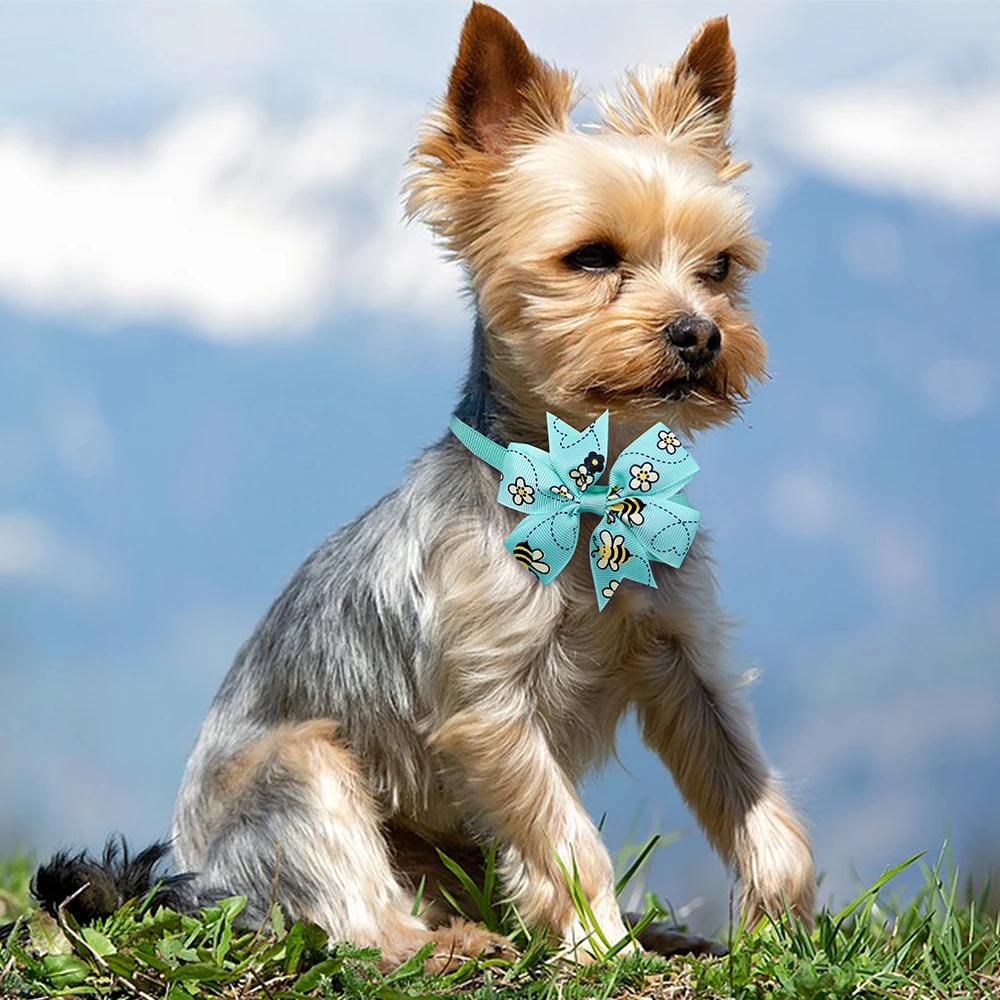 60 шт. галстуки бабочки для собак кошек милых цветов и пчел домашних животных