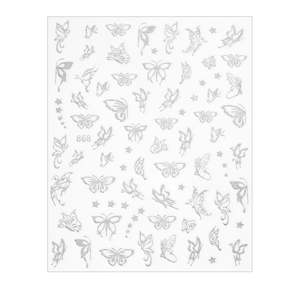 Новинка 3D бронзовая Бабочка искусство ногтей фотоклейкие слайдеры наклейка для