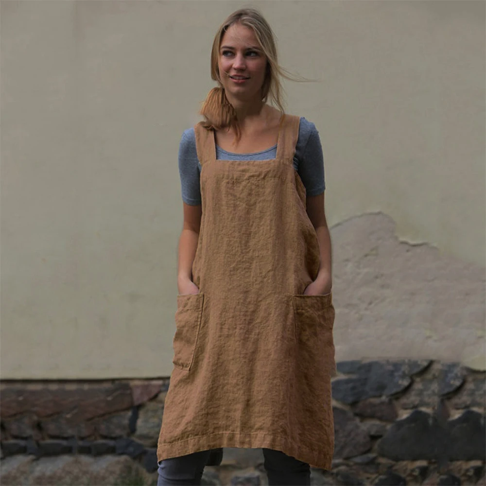 Новинка 2019 темно-синий хлопковый и Льняной Фартук Longwei домашняя одежда свободное