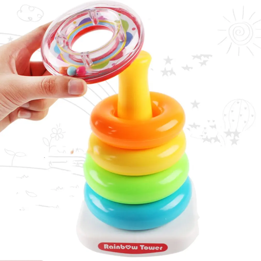 Baby educational toys 0-3 years old baby toy rainbow circle foldable music tumbler toy cultivate children's vision